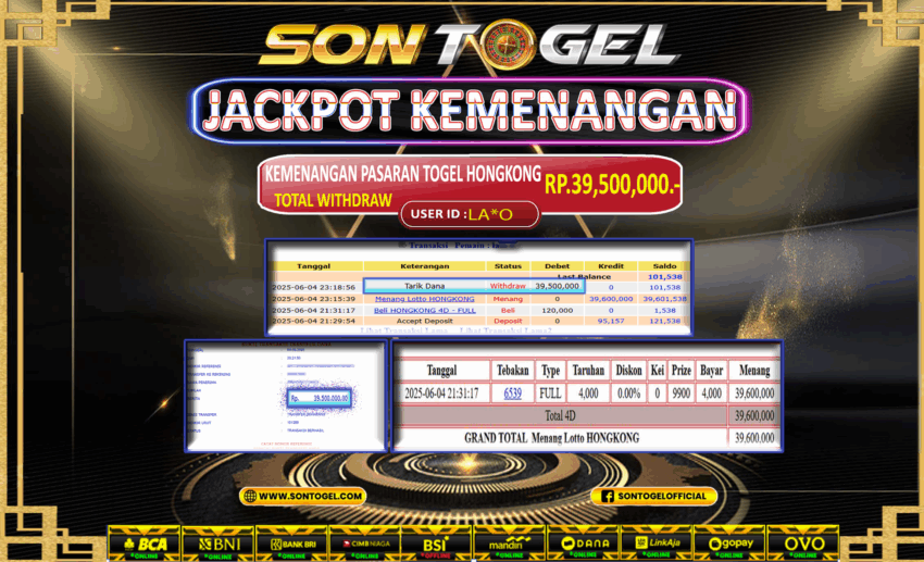 Bukti JP Sontogel kemenangan berapapun akan dibayarkan tuntas tanpa kekurangan sepersenpun langsung saja bermain disitus kami