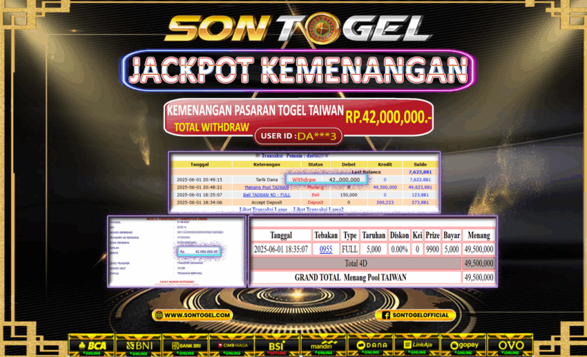Bukti JP Sontogel kemenangan berapapun akan dibayarkan tuntas tanpa kekurangan sepersenpun langsung saja bermain disitus kami