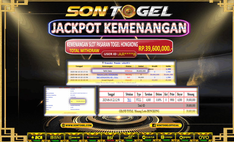 Bukti JP Sontogel kemenangan berapapun akan dibayarkan tuntas tanpa kekurangan sepersenpun langsung saja bermain disitus kami