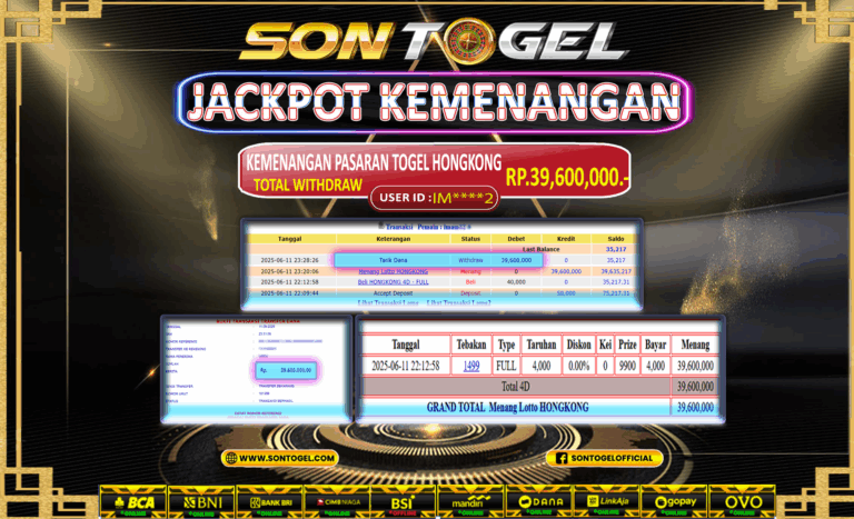 Bukti JP Sontogel kemenangan berapapun akan dibayarkan tuntas tanpa kekurangan sepersenpun langsung saja bermain disitus kami