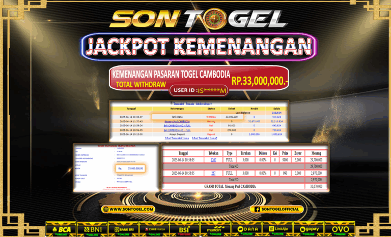 Bukti JP Sontogel kemenangan berapapun akan dibayarkan tuntas tanpa kekurangan sepersenpun langsung saja bermain disitus kami