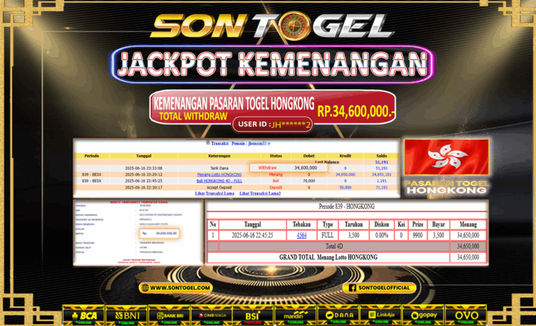 Bukti JP Sontogel kemenangan berapapun akan dibayarkan tuntas tanpa kekurangan sepersenpun langsung saja bermain disitus kami