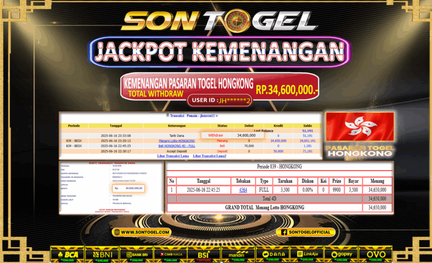Bukti JP Sontogel kemenangan berapapun akan dibayarkan tuntas tanpa kekurangan sepersenpun langsung saja bermain disitus kami