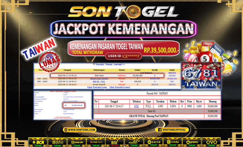 Bukti JP Sontogel kemenangan berapapun akan dibayarkan tuntas tanpa kekurangan sepersenpun langsung saja bermain disitus kami