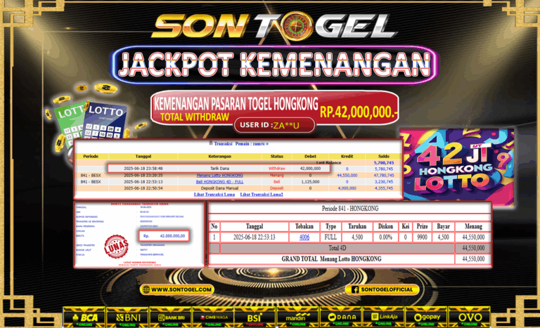 Bukti JP Sontogel kemenangan berapapun akan dibayarkan tuntas tanpa kekurangan sepersenpun langsung saja bermain disitus kami