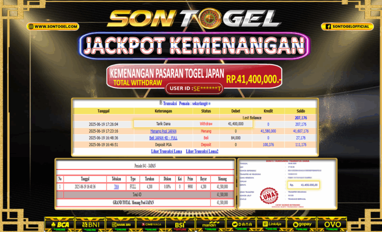 Bukti JP Sontogel kemenangan berapapun akan dibayarkan tuntas tanpa kekurangan sepersenpun langsung saja bermain disitus kami