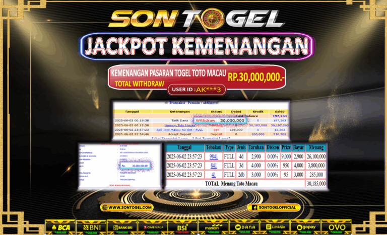 Bukti JP Sontogel kemenangan berapapun akan dibayarkan tuntas tanpa kekurangan sepersenpun langsung saja bermain disitus kami