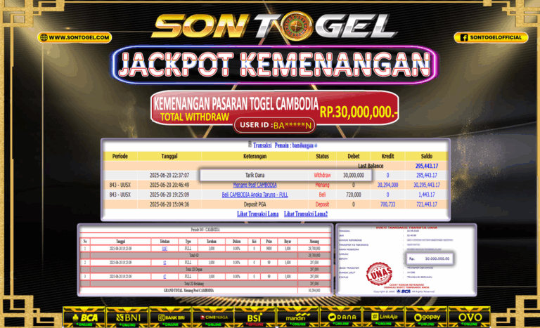 Bukti JP Sontogel kemenangan berapapun akan dibayarkan tuntas tanpa kekurangan sepersenpun langsung saja bermain disitus kami