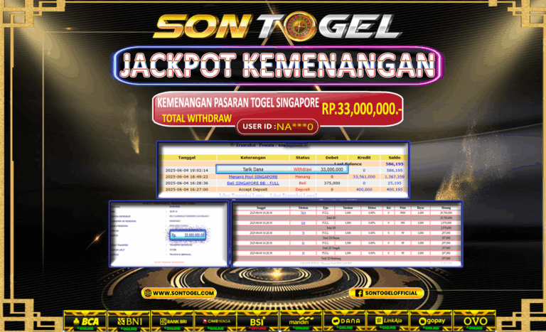 Bukti JP Sontogel kemenangan berapapun akan dibayarkan tuntas tanpa kekurangan sepersenpun langsung saja bermain disitus kami