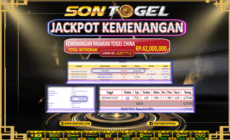 Bukti JP Sontogel kemenangan berapapun akan dibayarkan tuntas tanpa kekurangan sepersenpun langsung saja bermain disitus kami