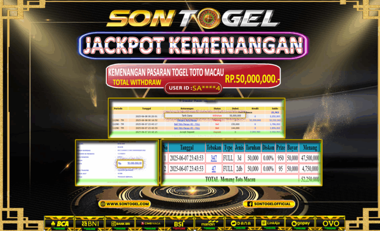 Bukti JP Sontogel kemenangan berapapun akan dibayarkan tuntas tanpa kekurangan sepersenpun langsung saja bermain disitus kami