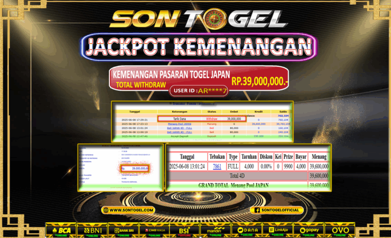 Bukti JP Sontogel kemenangan berapapun akan dibayarkan tuntas tanpa kekurangan sepersenpun langsung saja bermain disitus kami