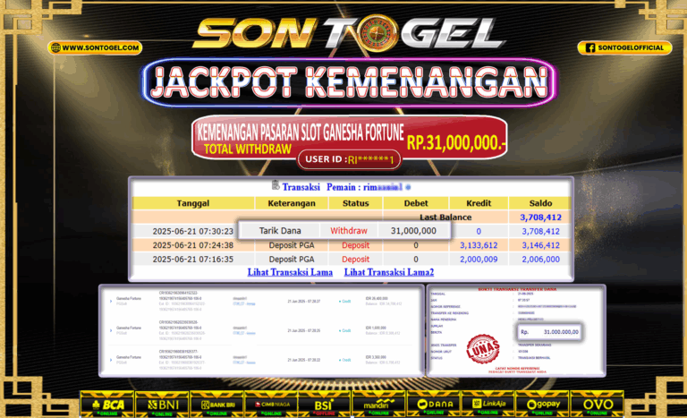 Bukti JP Sontogel kemenangan berapapun akan dibayarkan tuntas tanpa kekurangan sepersenpun langsung saja bermain disitus kami