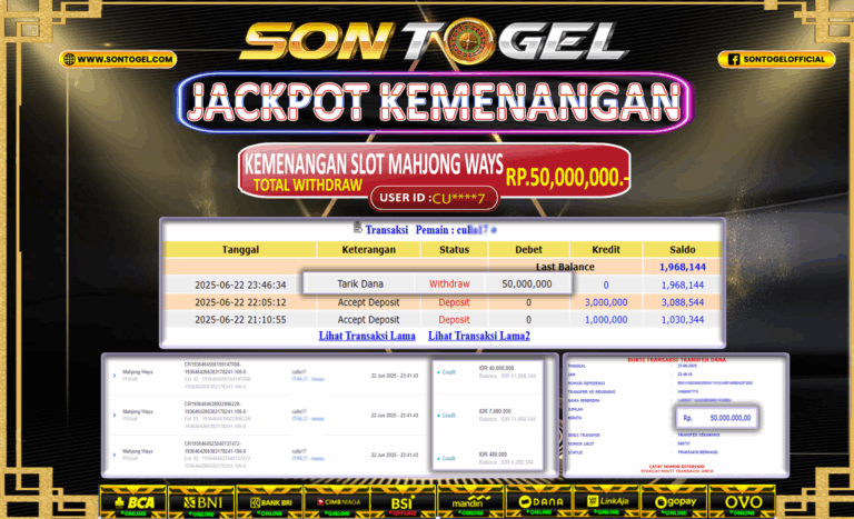 Bukti JP Sontogel kemenangan berapapun akan dibayarkan tuntas tanpa kekurangan sepersenpun langsung saja bermain disitus kami