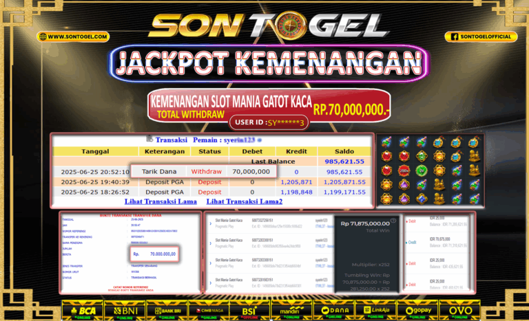 Bukti JP Sontogel kemenangan berapapun akan dibayarkan tuntas tanpa kekurangan sepersenpun langsung saja bermain disitus kami