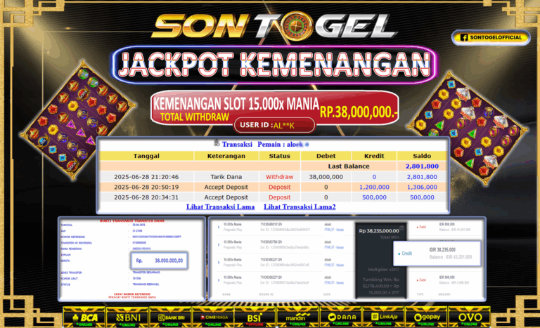 Bukti JP Sontogel kemenangan berapapun akan dibayarkan tuntas tanpa kekurangan sepersenpun langsung saja bermain disitus kami