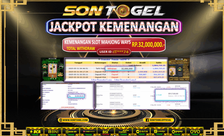 Bukti JP Sontogel kemenangan berapapun akan dibayarkan tuntas tanpa kekurangan sepersenpun langsung saja bermain disitus kami