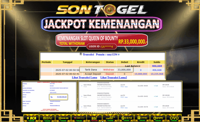Bukti JP Sontogel kemenangan berapapun akan dibayarkan tuntas tanpa kekurangan sepersenpun langsung saja bermain disitus kami
