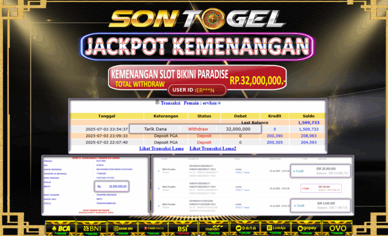 Bukti JP Sontogel kemenangan berapapun akan dibayarkan tuntas tanpa kekurangan sepersenpun langsung saja bermain disitus kami
