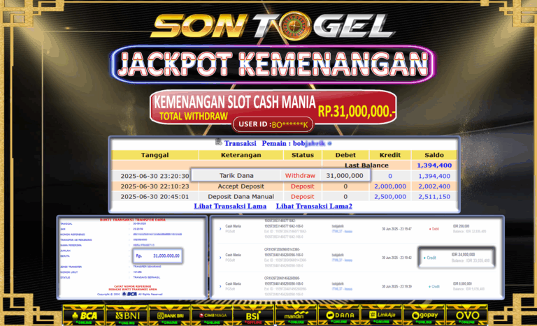 Bukti JP Sontogel kemenangan berapapun akan dibayarkan tuntas tanpa kekurangan sepersenpun langsung saja bermain disitus kami