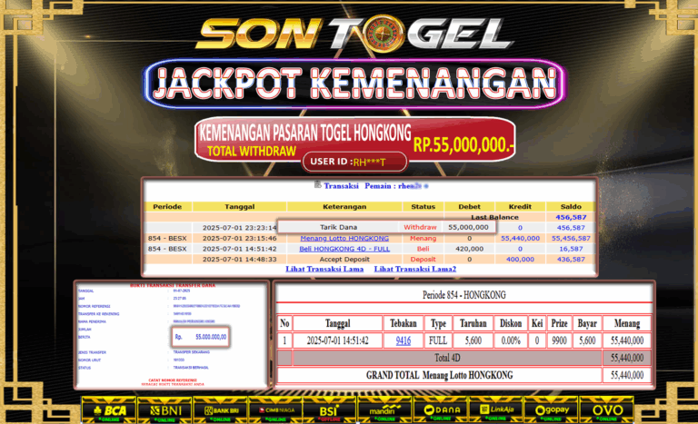 Bukti JP Sontogel kemenangan berapapun akan dibayarkan tuntas tanpa kekurangan sepersenpun langsung saja bermain disitus kami