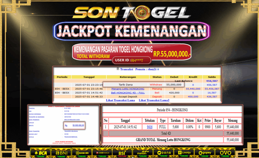 Bukti JP Sontogel kemenangan berapapun akan dibayarkan tuntas tanpa kekurangan sepersenpun langsung saja bermain disitus kami