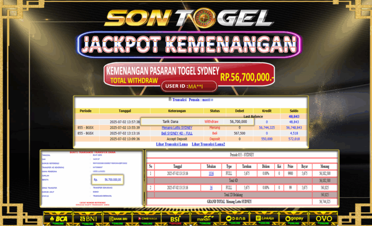 Bukti JP Sontogel kemenangan berapapun akan dibayarkan tuntas tanpa kekurangan sepersenpun langsung saja bermain disitus kami