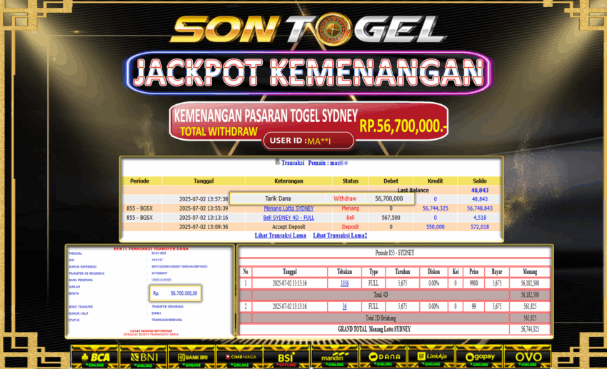 Bukti JP Sontogel kemenangan berapapun akan dibayarkan tuntas tanpa kekurangan sepersenpun langsung saja bermain disitus kami