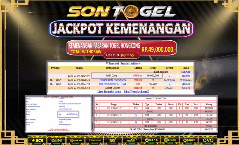 Bukti JP Sontogel kemenangan berapapun akan dibayarkan tuntas tanpa kekurangan sepersenpun langsung saja bermain disitus kami