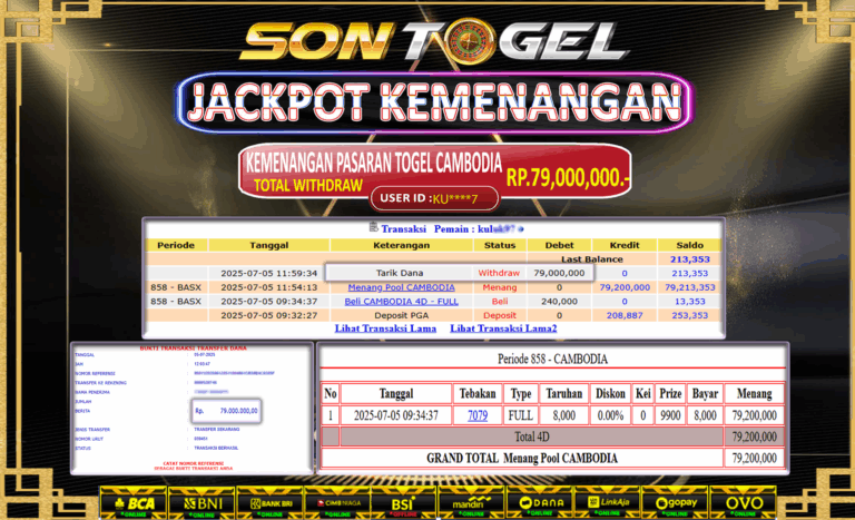 Bukti JP Sontogel kemenangan berapapun akan dibayarkan tuntas tanpa kekurangan sepersenpun langsung saja bermain disitus kami
