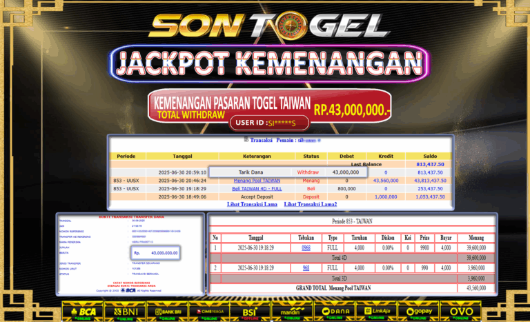 Bukti JP Sontogel kemenangan berapapun akan dibayarkan tuntas tanpa kekurangan sepersenpun langsung saja bermain disitus kami