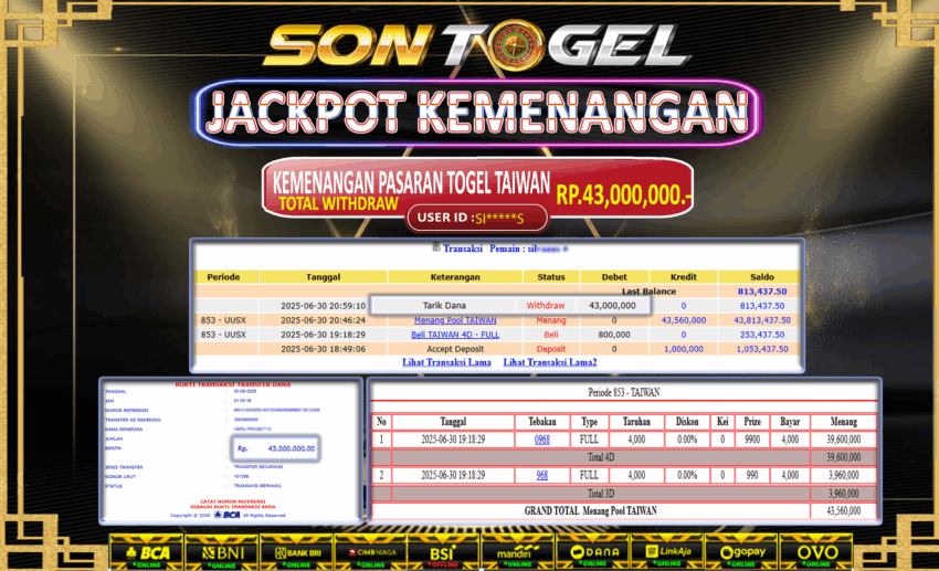 Bukti JP Sontogel kemenangan berapapun akan dibayarkan tuntas tanpa kekurangan sepersenpun langsung saja bermain disitus kami
