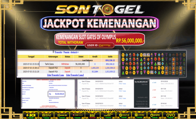 Bukti JP Sontogel kemenangan berapapun akan dibayarkan tuntas tanpa kekurangan sepersenpun langsung saja bermain disitus kami