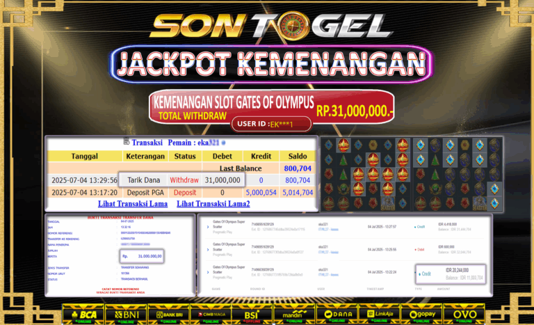 Bukti JP Sontogel kemenangan berapapun akan dibayarkan tuntas tanpa kekurangan sepersenpun langsung saja bermain disitus kami